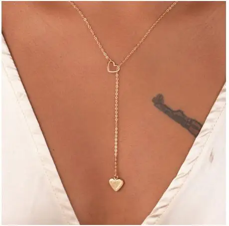 

New fashion trendy jewelry copper heart chain link necklace gift for women girl, Silver
