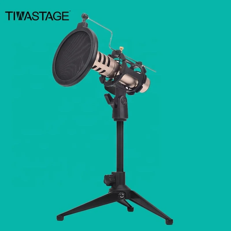

Foldable Desktop Microphone Tripod Stand with Pop filter
