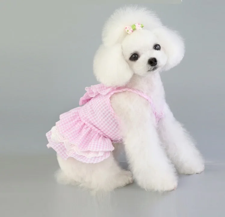 

Luxury Dog Summer Ruffle Dress With Bowknot Luxury Pet Dress Clothes Puppy Clothes Chihuahua Small Dog Clothes, Pink, sky blue