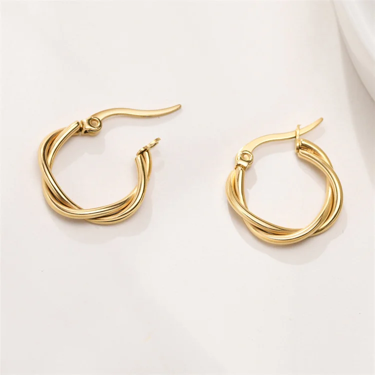 

Twist rope chain earrings women jewelry stainless steel hoop gold earrings