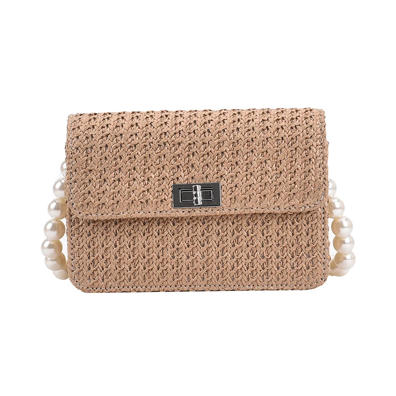 

Fashion Pearl Women Hand Bag Straw Mini Cross Body Bags