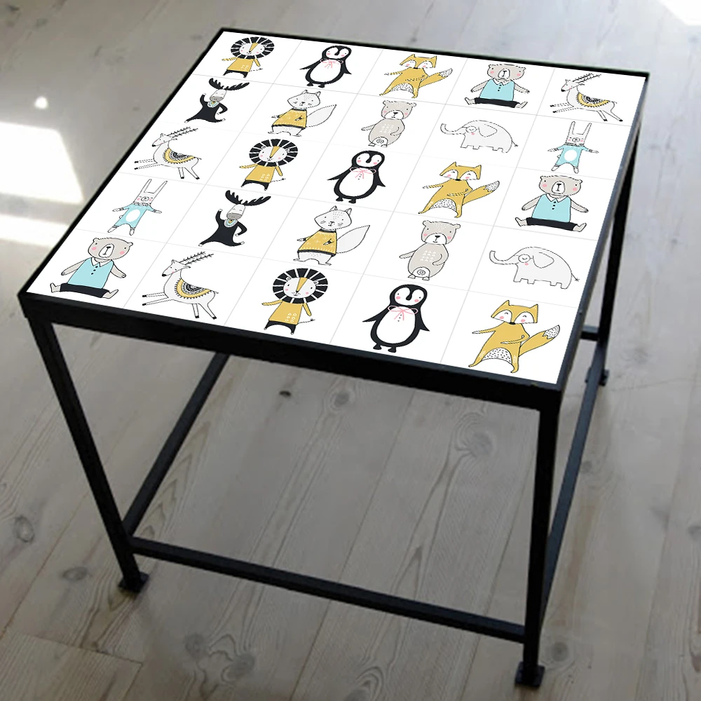 

Nordic Style Cartoon Animals Crystal Hard Film Tiles Sticker Home Decor Wall Decals Peel & Stick Removable PVC Wallpapers
