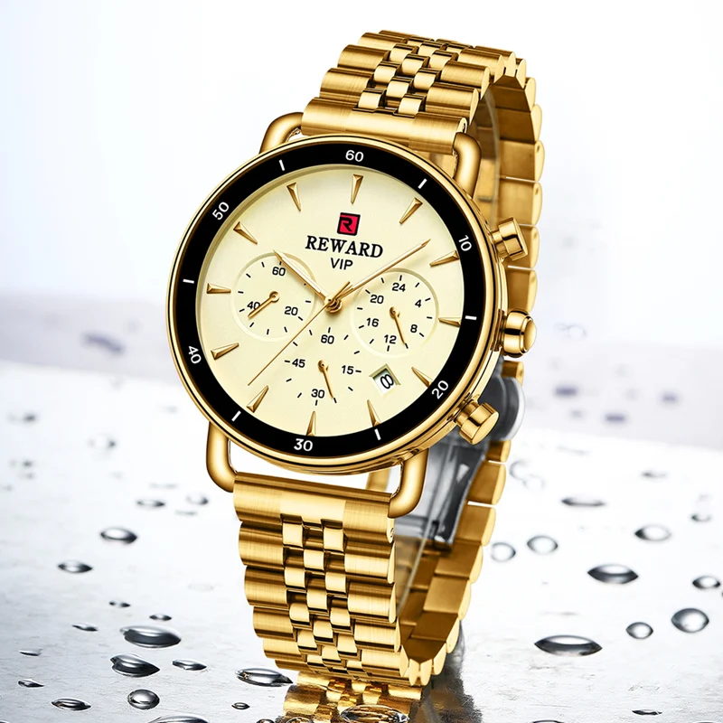 

Reward 2021 New Luxury stainless steel cheap chinese men quartz watch High quality golden wrist watch for men montre homme luxe