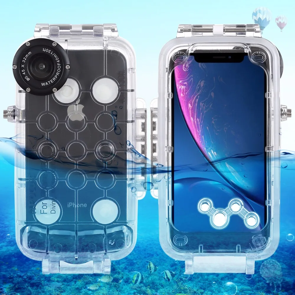 

PULUZ 40m/130ft Waterproof Case For iPhone XR XS MAX 6 6s Plus 7 8 7P 8P Diving Housing Photo Video Taking Underwater Cover Case