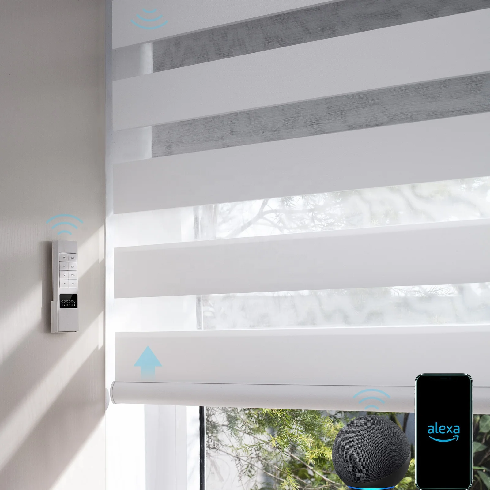 Smart Blinds Alexa Electric zebra Blind Day Night Dual Roller Shade Automatic zebra Curtains  Motorized Window Blind
