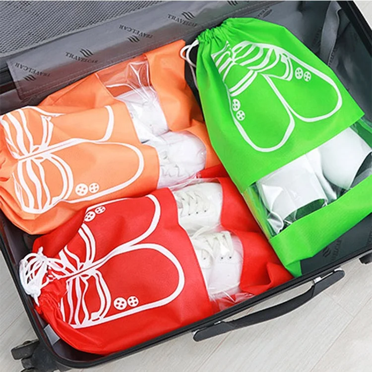 
High quality cheap custom logo drawstring waterproof shoe dust bag for travel 