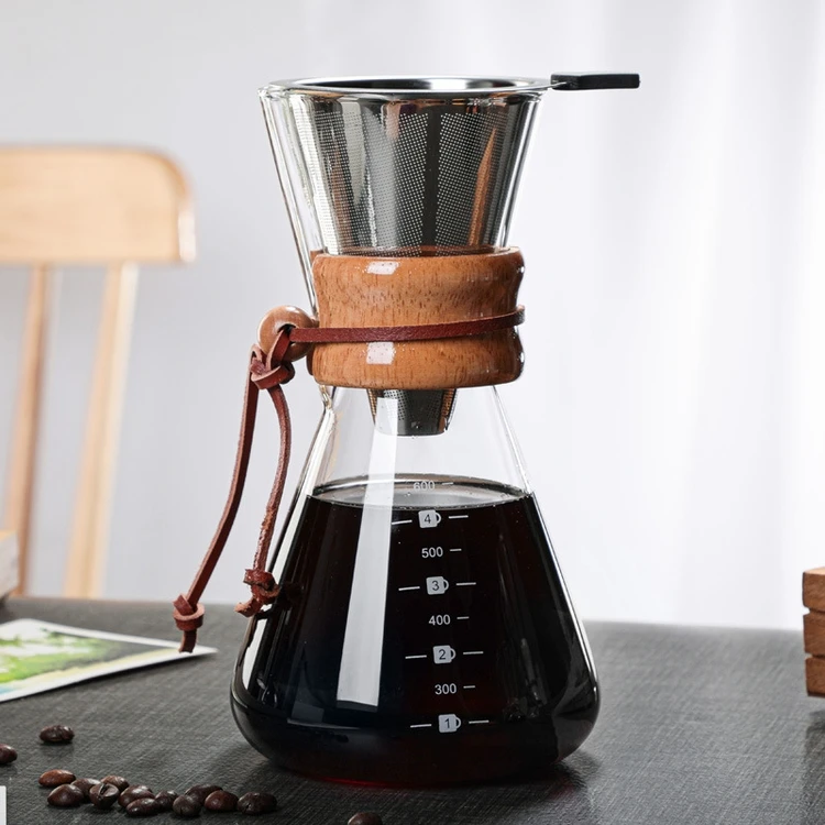 

Factory Direct Supply Pour Over Heat Resistant Brand-new 600ml Glass Coffee Pot