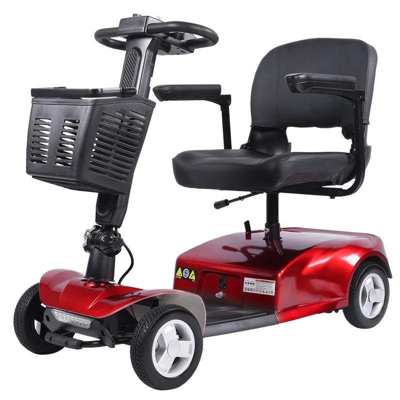 

Four Wheels 9 inch foldable lightweight Electric Mobility Elderly adult Scooter for disabled Scooter mobility design 250W, Silver blue red