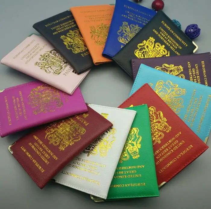 

Pu leather passport holder / British passport cover / gold stamp passport protector set