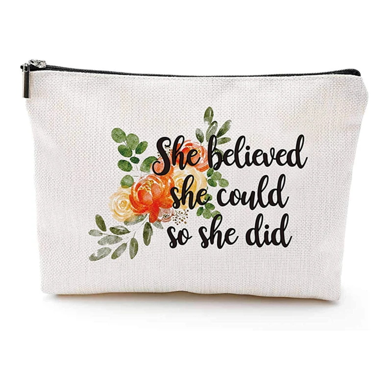 

custom with logo zipper cotton canvas makeup pouch letter cosmetic bag