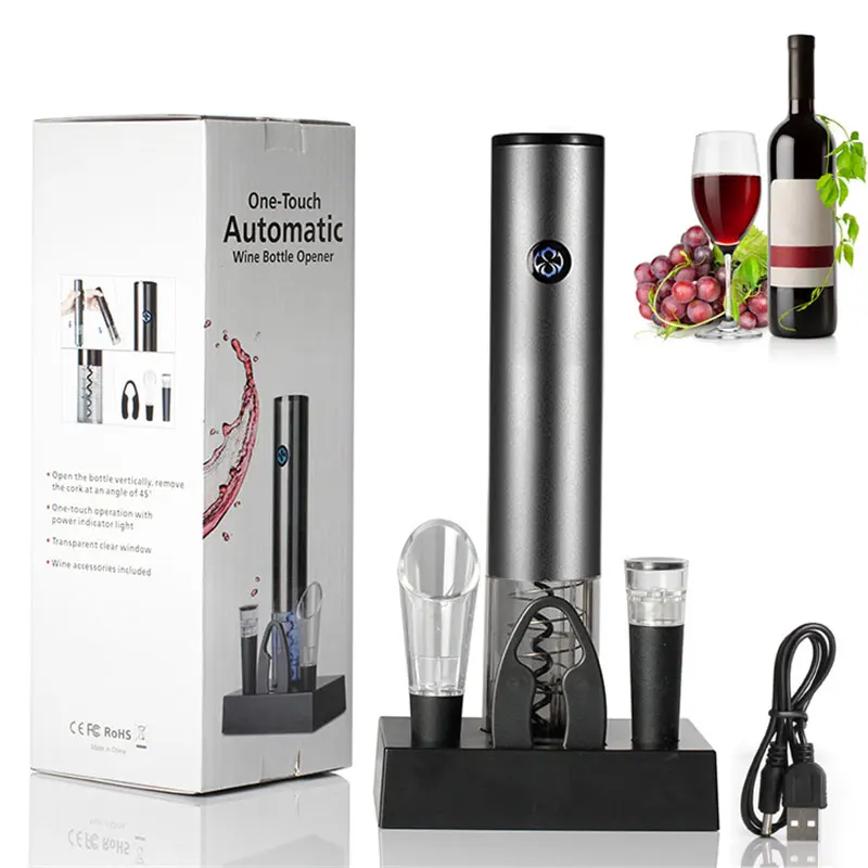 

Best Selling Corkscrew Opener Charging Base Cordless Electric Wine Opener Set