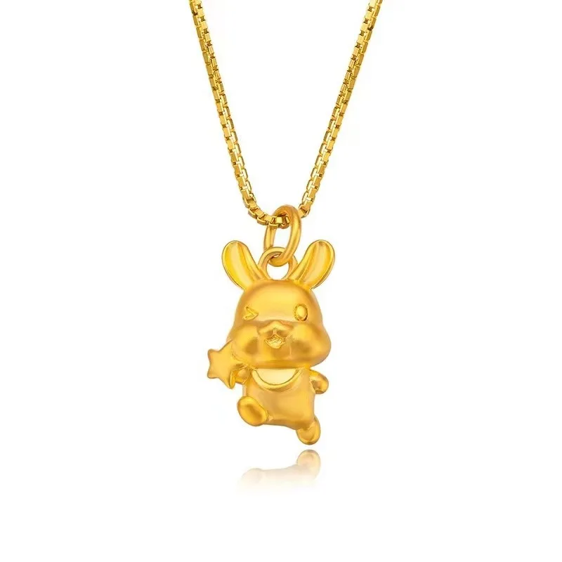 

2023 Animal Year Rabbit Year Necklace Cartoon Cute Wishing Rabbit Pendant Alluvial Gold XINGX Pendant For Women Box Chain