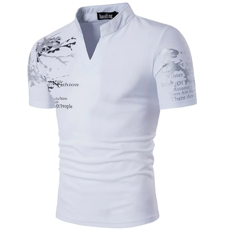 

Various quality spring and summer 100% polyester V-neck men's men's T-shirt