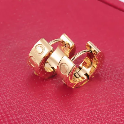 

Famous branded inspired designer earrings screw nail stainless steel ear studs for women gold plated jewelry