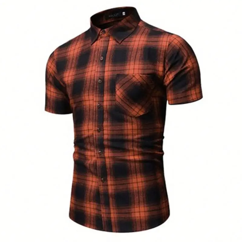 

Men's Shirts Plaid Pattern Casual Men Summer Office Style Tops Rts