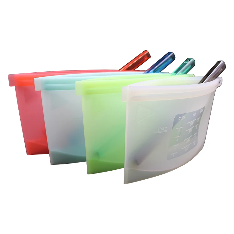 

500ML Silicone Food Storage Bags Silicone Bags Reusable Storage Kitchen Utensils Sealing Freeze Food Fresh Bag, Clear,blue,green,red