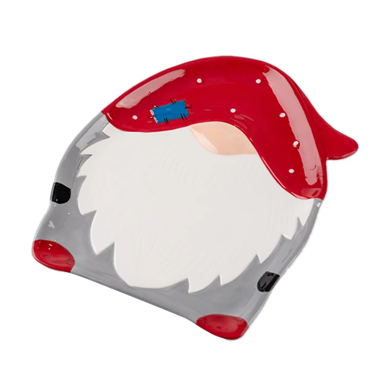 

Bohemian Modern Handmade Santa Claus Design Ceramic Cake Plate, Customized colors