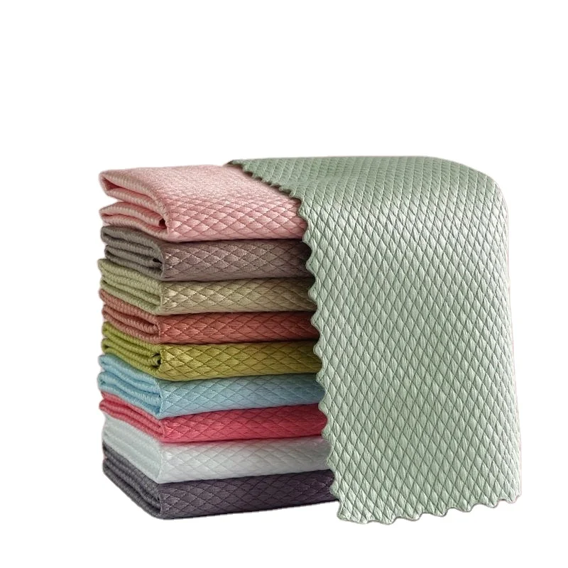 

Hot sale fish scale cloth clean glass towel cloth absorbent scouring pad, Can specify color