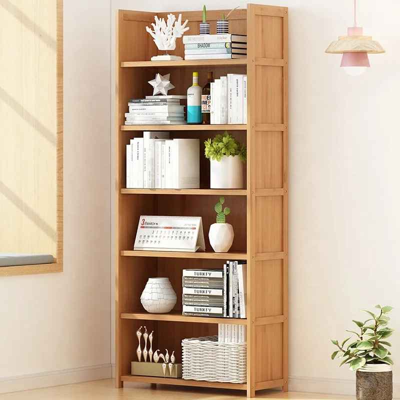 
Haichuan bamboo wooden bookcase modern portable bookshelf with drawer Living room small furniture 