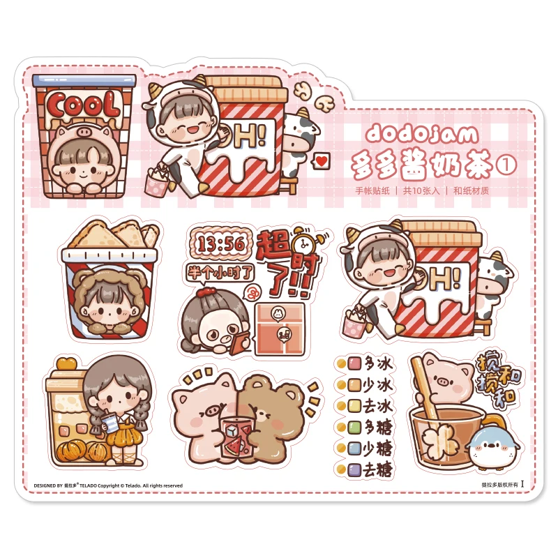 

4 design 10 pcs / set stickers PET washi cute transparent anime kawaii cartoon animal waterproof stickers for Diary Scrap Book