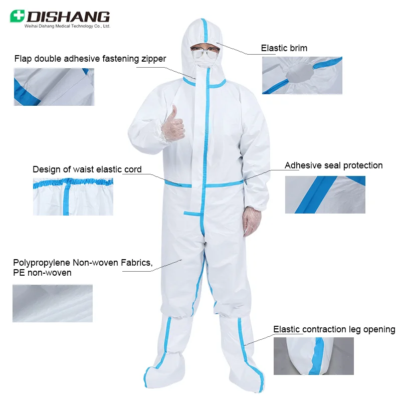 FDA CE Sterile Non woven Surgical Hospital Isolation Overall Disposable Medical Protective Clothing
