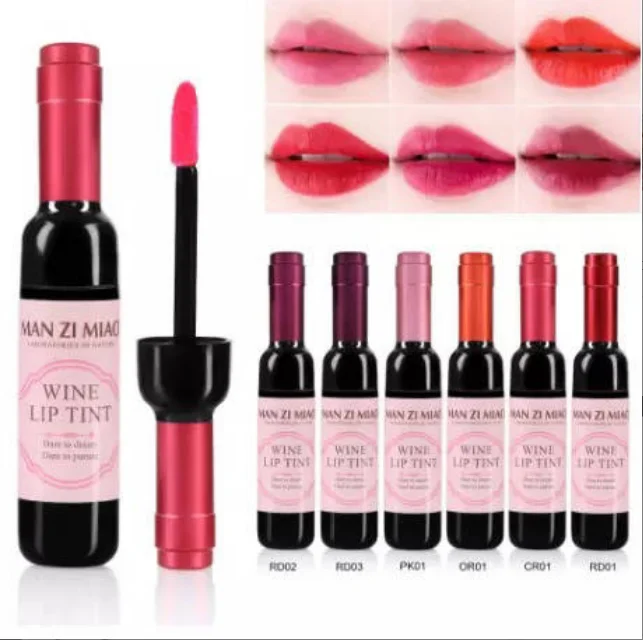 

Dropshipping Amazon Hot Sale 6 Colors Wine Bottle Lip Tint Long Lasting Liquid Lipstick Matte Lip Gloss Waterproof Lipstick, Colorful