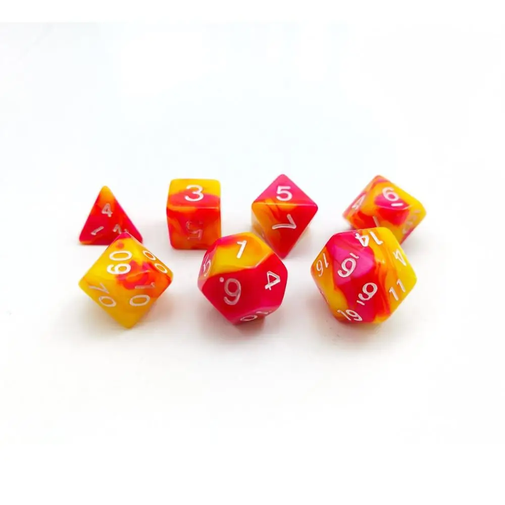 

7 pcs/set Customized DND Gaming Dice Transparent Polyhedron Dice Set, Colorful