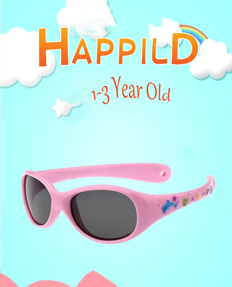 Cute Healthy Material Multi Color TAC Polarized TR90 1-3 Age  Kids Sunglasses