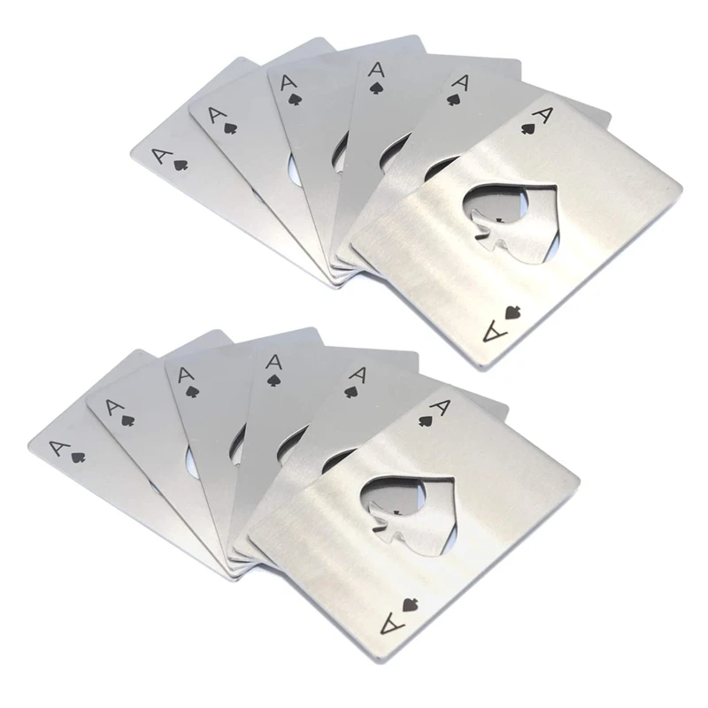 

12PCS Spades A Bottle Opener Creative Poker Shaped Stainless Steel Opener Bottler Beer Starter Suitable For Wallet, As shown