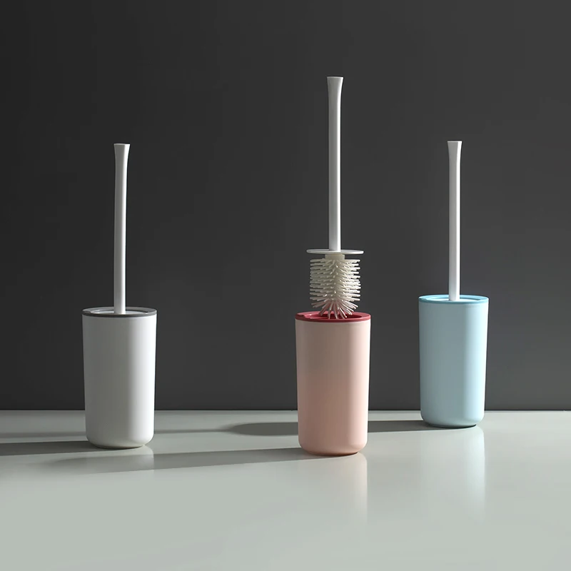 

Wholesale High Quality Bathroom TPR Toliet Brush Cleaning Rubber Bristles Round Silicone Toilet Brush With Holder, Blue, pink, white