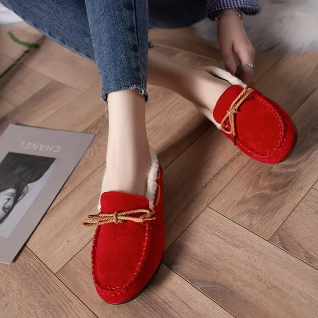 

Trendy suede fur women's casual shoes big szie anti-slip flat shoes for women outdoor winter loafer moccasin shoes, Pictures shown