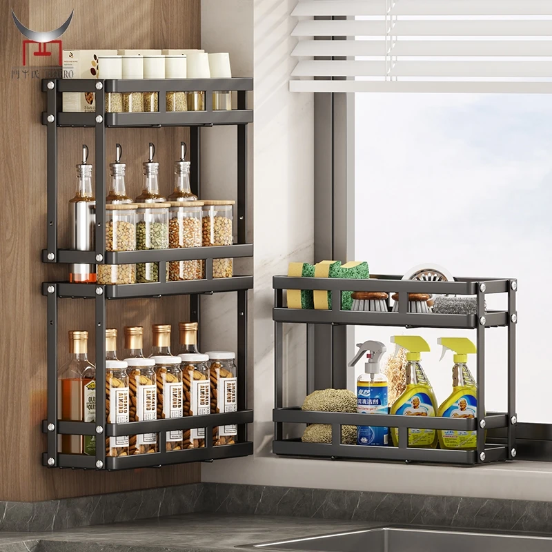 

Spice Rack Organizer Wall-mounted 3 Tiers Storage Removable Seasoning Shelf Jars Bottles Holder Countertop For Kitchen Bathroom