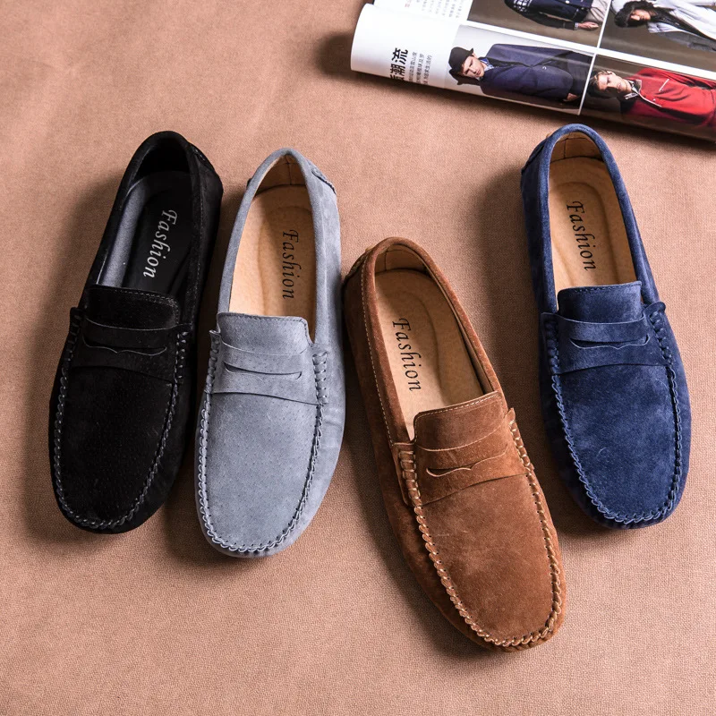 

2021 Custom brown mocasines hombre lace up men slip on suede real genuine leather loafer casual shoes loafers for men new styles, All color available