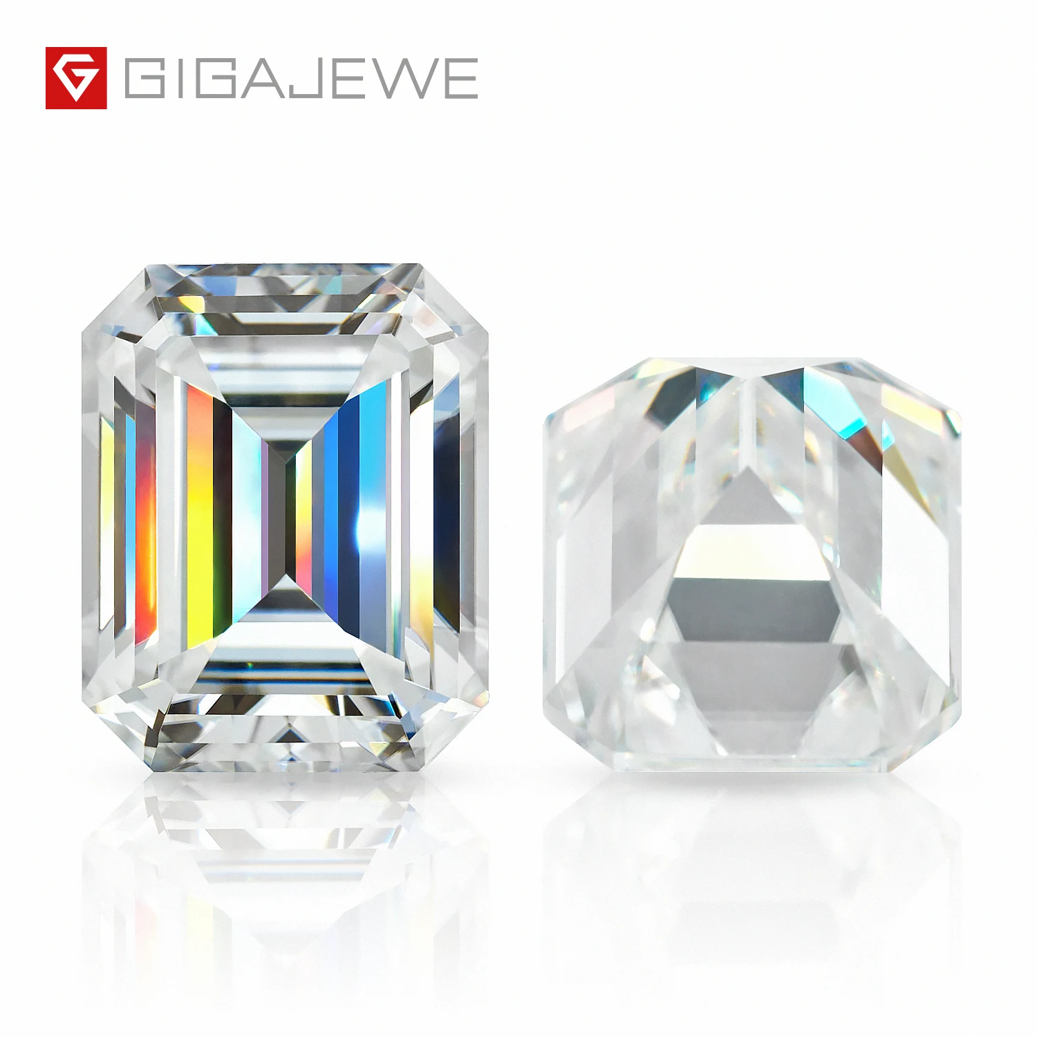 

GIGAJEWE White D Color Emerald cut machine cut Moissanite Stone Loose Synthetic Gemstone