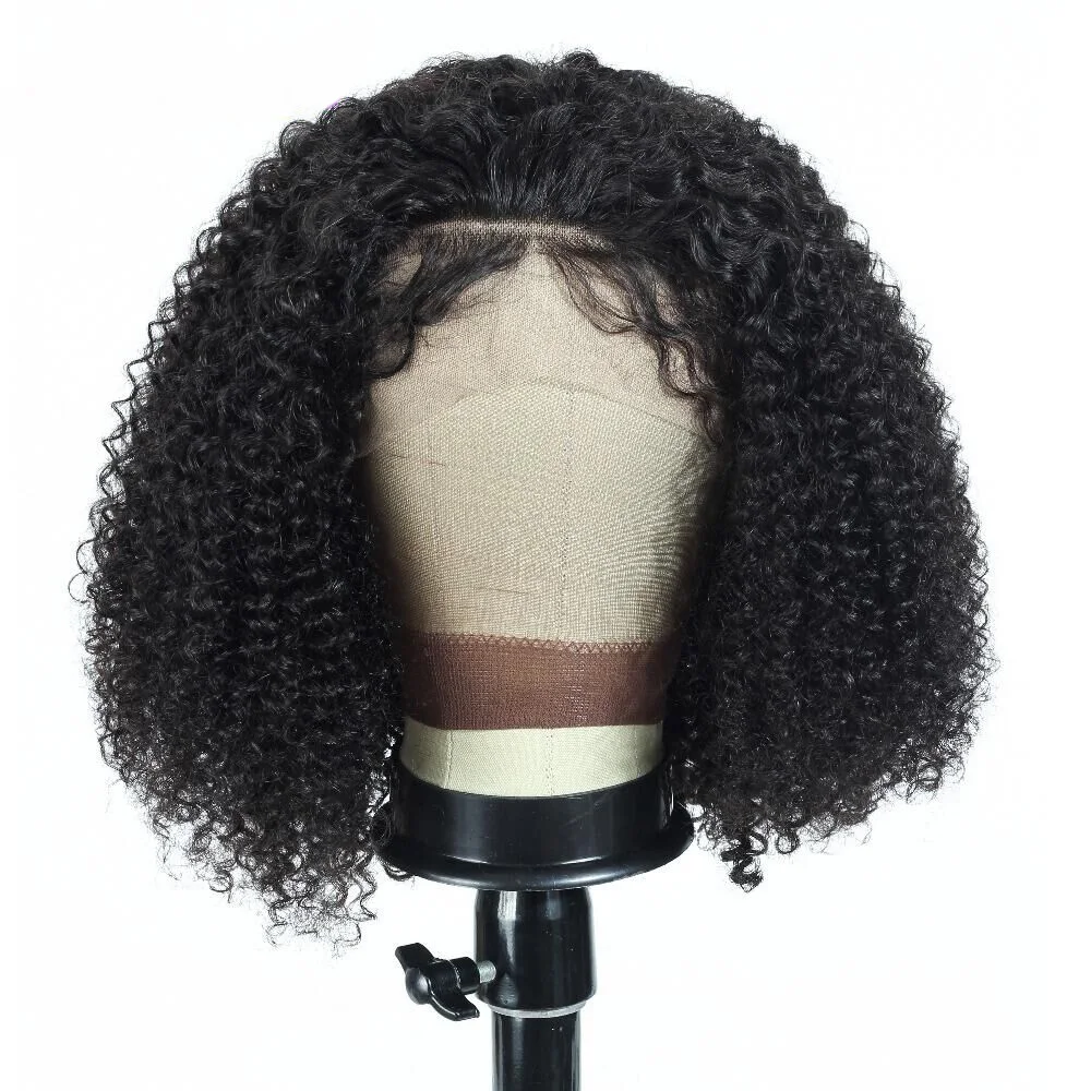 

Top Selling Wholesale Women Bleached Knots Cut High Quality Virgin Brazilian Human Hair Front Short Curly Bob Lace Wig