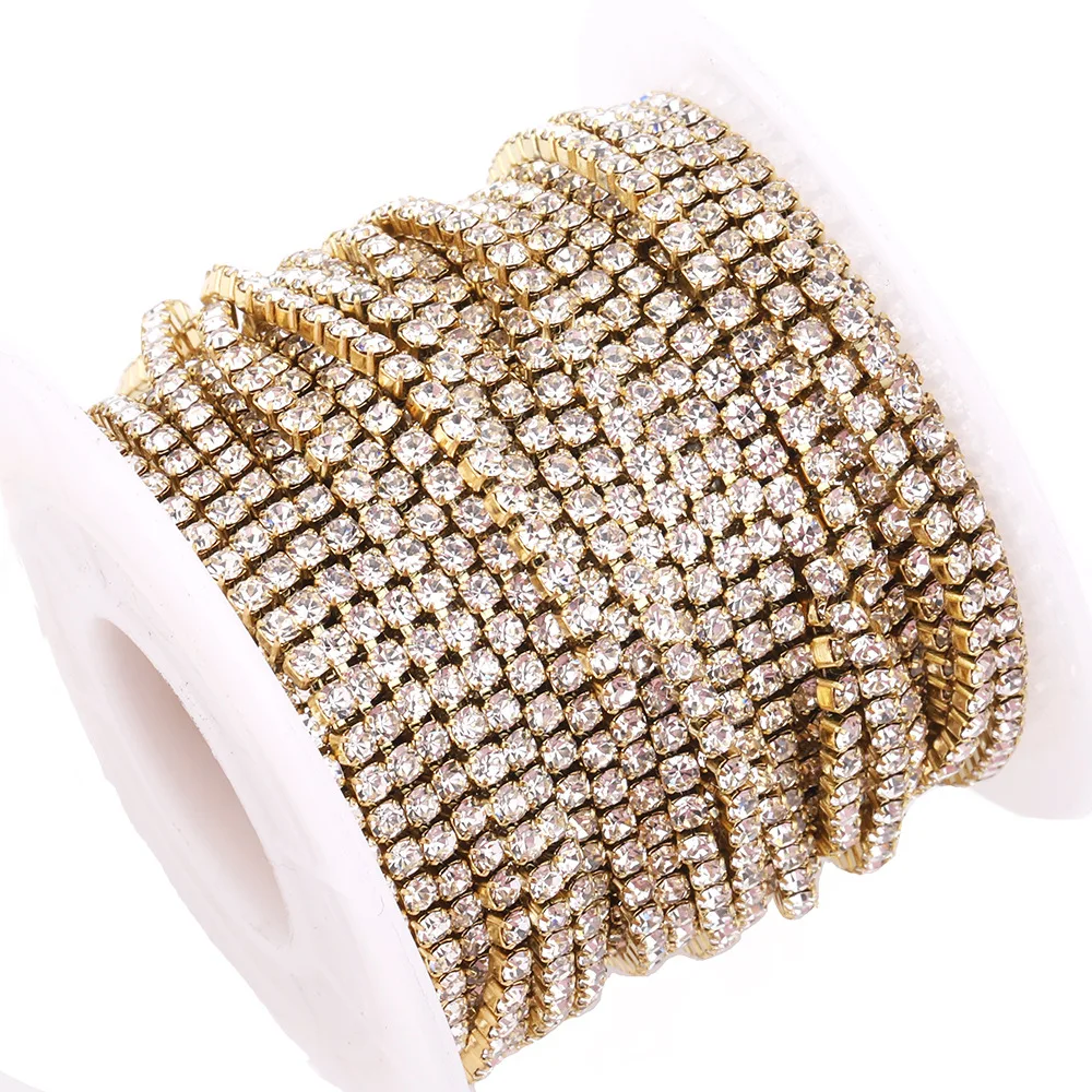 

Hot Sale Fashion Color Preserving Stainless Steel Single Diamond Drill Jaw Chain for DIY Zircon Chain Jewelry Accessories