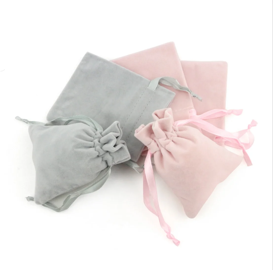 

Fashionable OEM customized jewellery bags logo pouches velvet pouch pink grey color, 13 colors