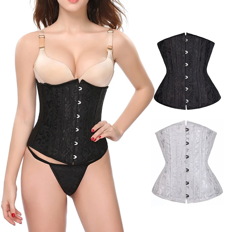 

Wholesale Under Bust Steel Bone Corset Plus Size Waist Trainer Shaper Gothic Abdominal Black Corset, Black/white
