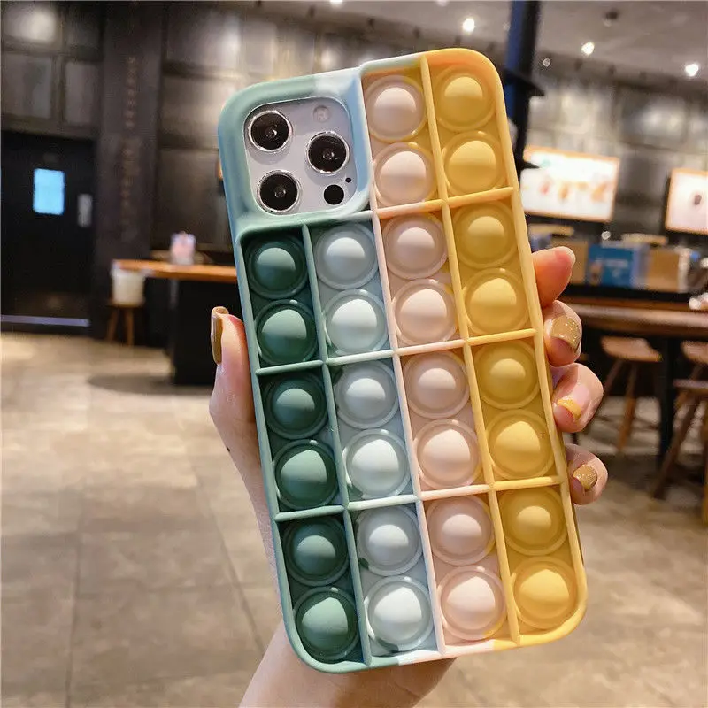 

Relieve Stress Phone Case For iphone X Xr Xs 11 12 Pro Max Pops Fidget Toys Push It Bubble Soft Silicone Phone Cover On Sale