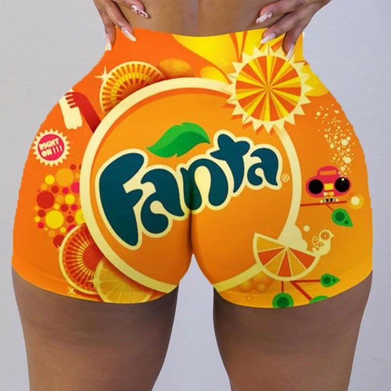 

New In 2022 plus size candy snack shorts stylish running Graphic biker shorts for women summer casual Comic Tight booty shorts, Picture color