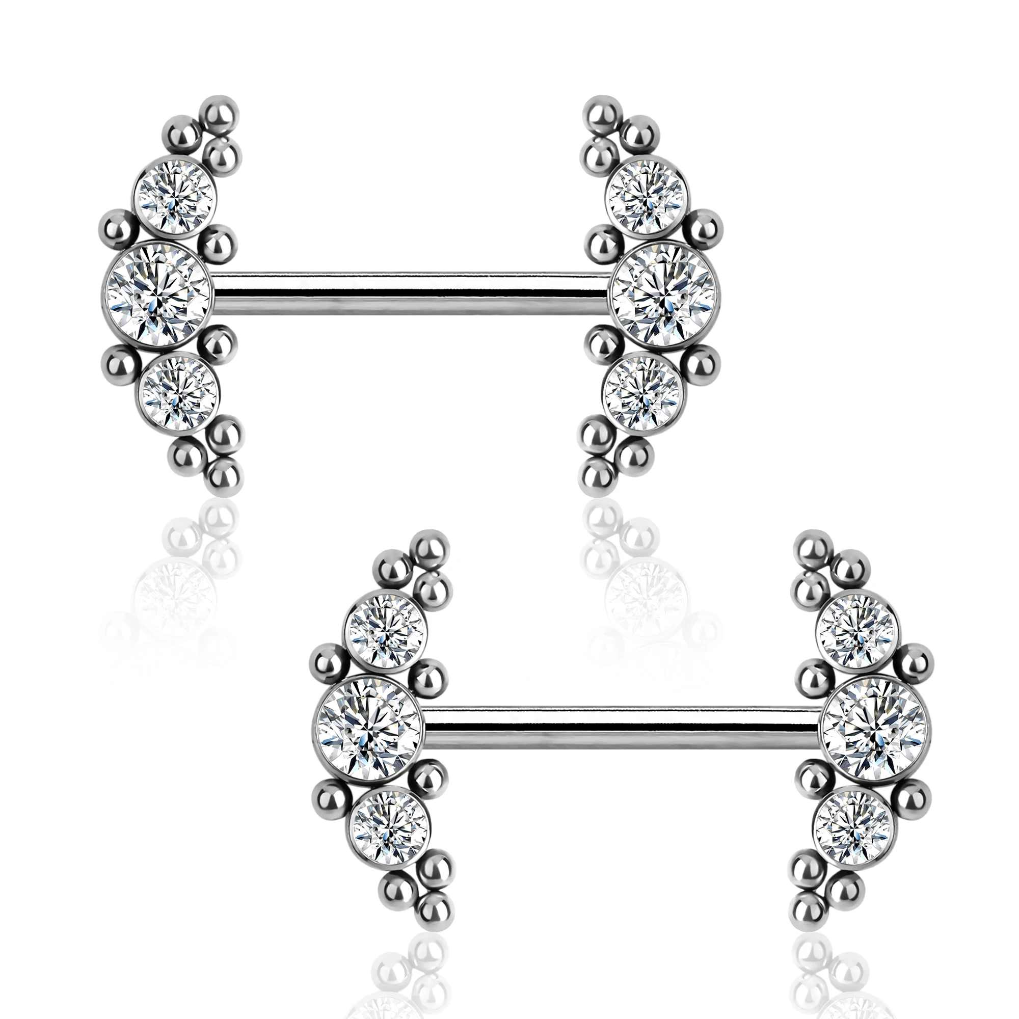 

14G Titanium Piercing Barbell with Clear CZ Nipple Rings Piercing body jewelry