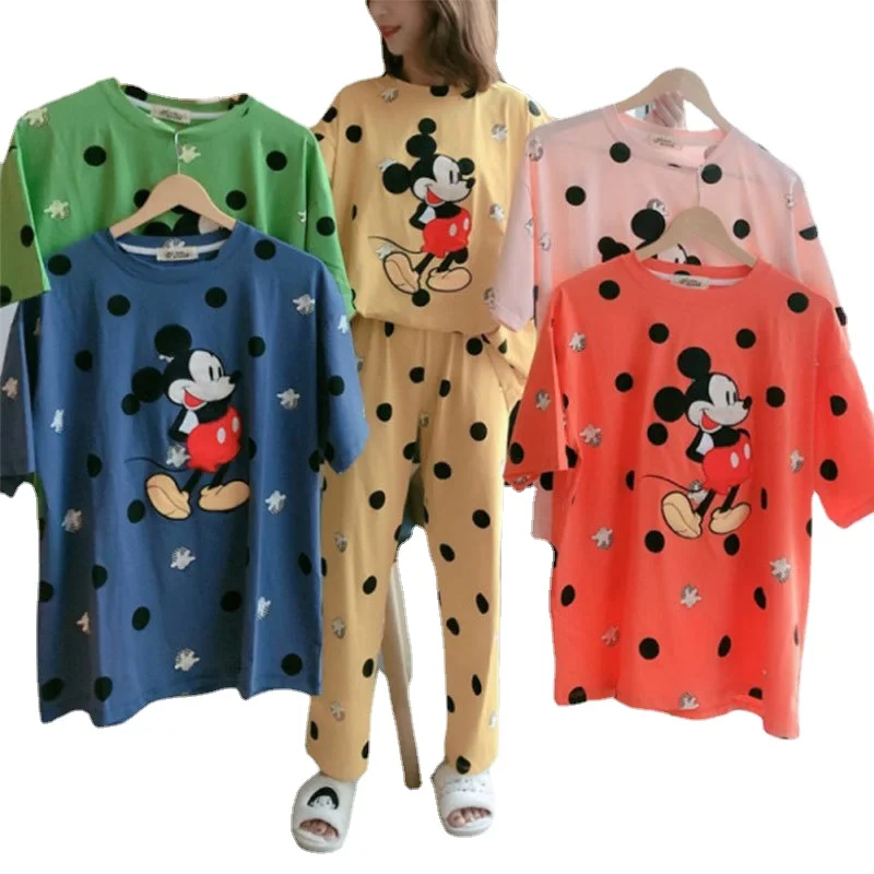 

Wholesale Snoopy pajamas suit Women's Short Sleeve top and trousers pajamas cute lovely women's sleepwear, 5 colors