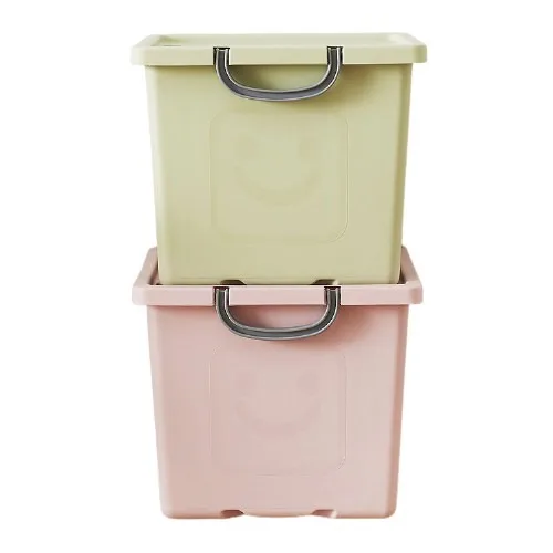 

Colorful clothing organizer toy storage easy to removable plastic storage box with smile face, Pink green