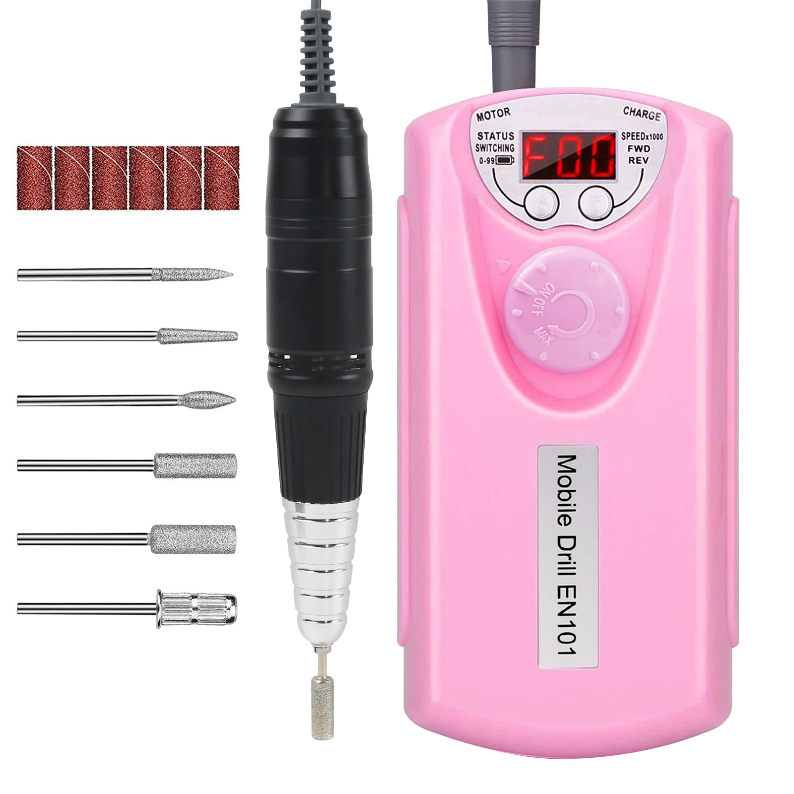 

Gelpal Professional Portable Cordless Battery With 30000rpm Nail Electric Drill Strong For Handpiece Nail Drill Machine, White.pink