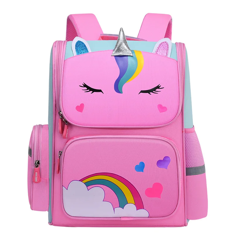 

New Design Wholesale girl Cute Unicorn Cartoon School Book Bags for Primary Students Kids Unicorn Backpacks, Customized color