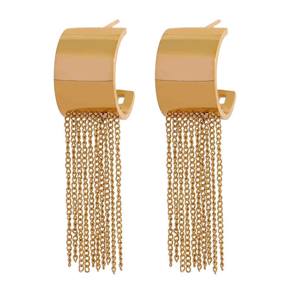 

JINYOU 1045 Long Tassel Dangle Stainless Steel Geometric Earrings Women Waterproof 18K Gold PVD Charm Fashion Party Jewelry