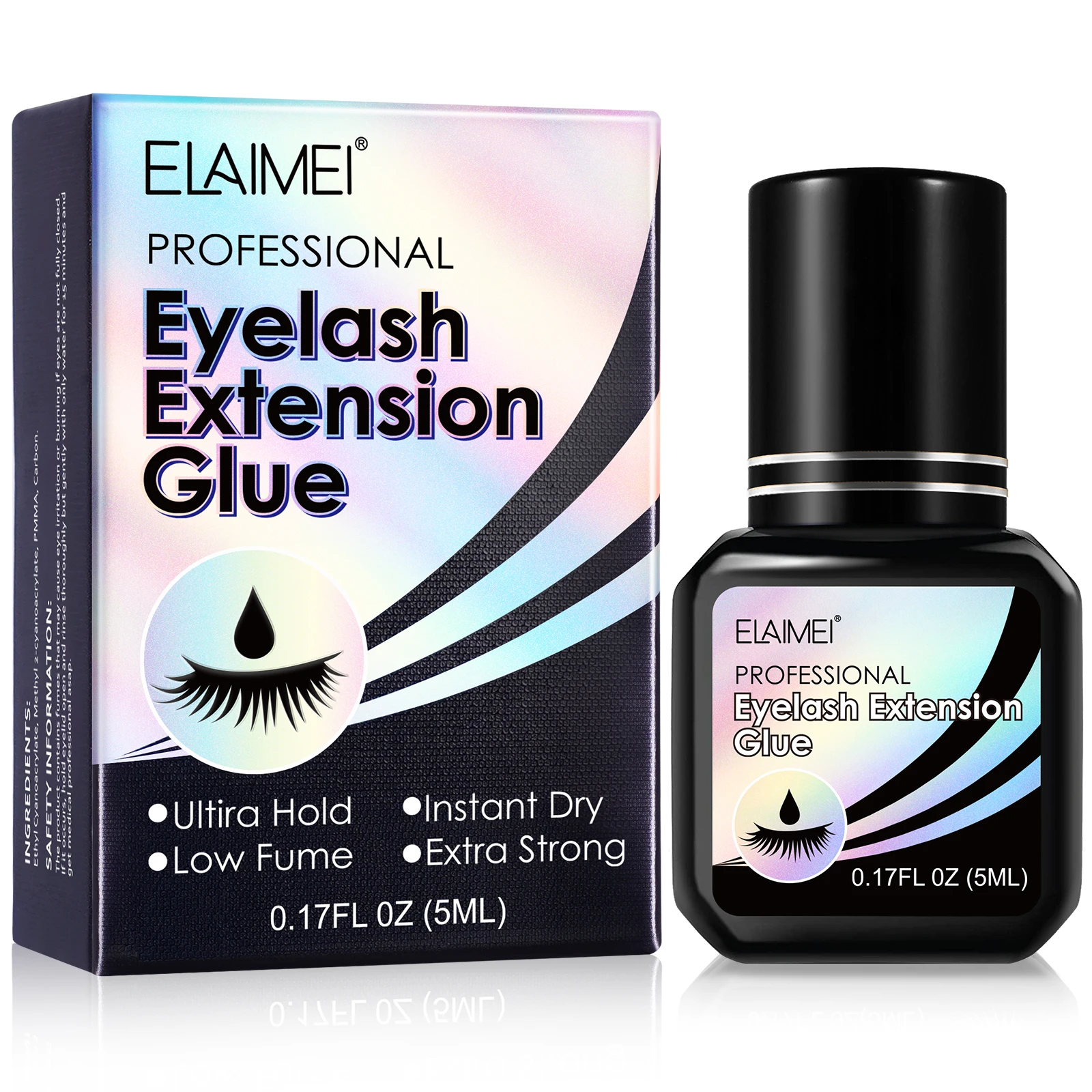 

ELAIMEI private label bond and seal oil resistant low humidity wholesale extension waterproof eyelash glue for strip lashes