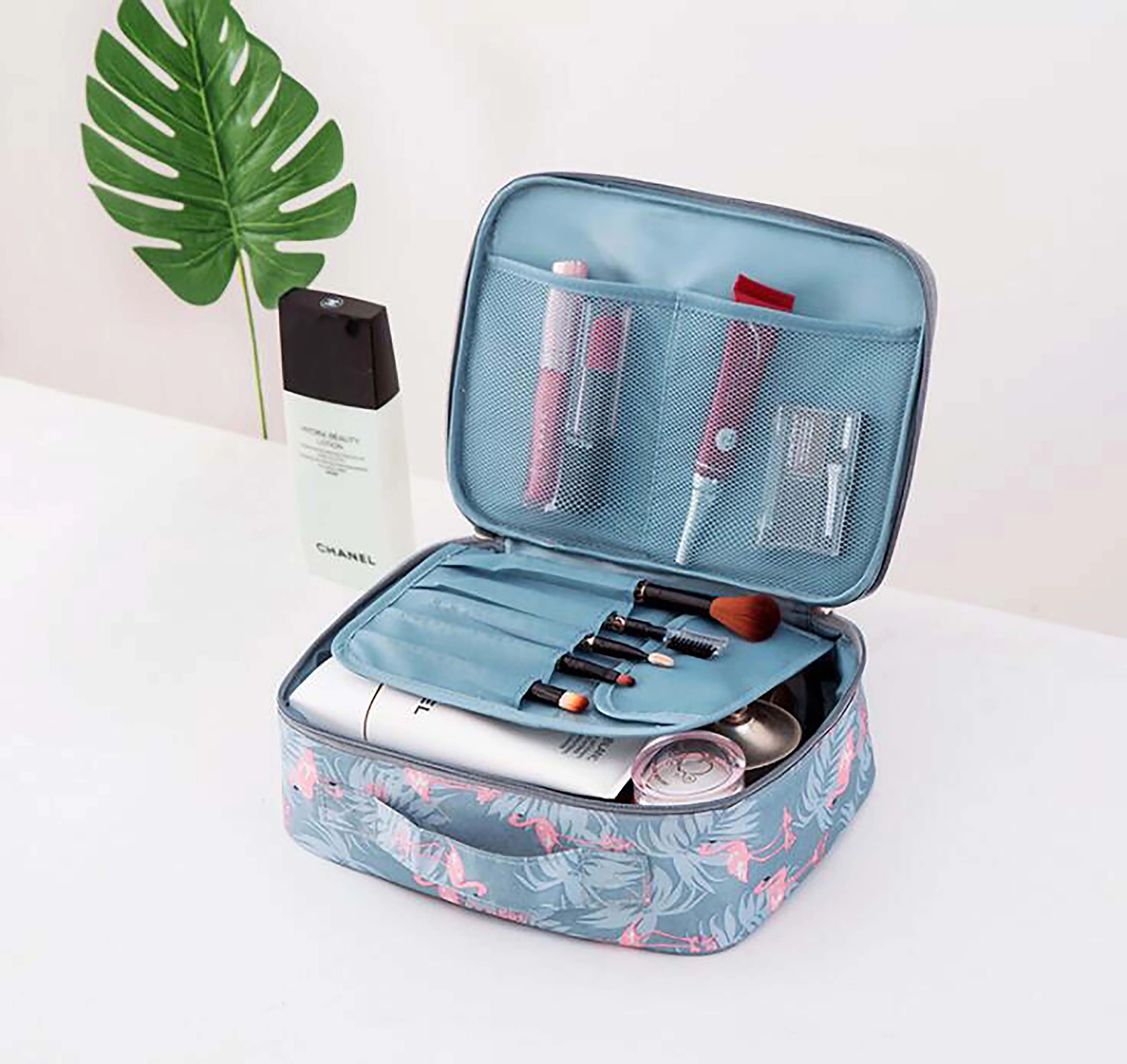 

Logo print Travel Makeup Case Cosmetic Case Organizer Portable Artist Storage Bag with Adjustable EVA for Cosmetics Makeup, Customized color