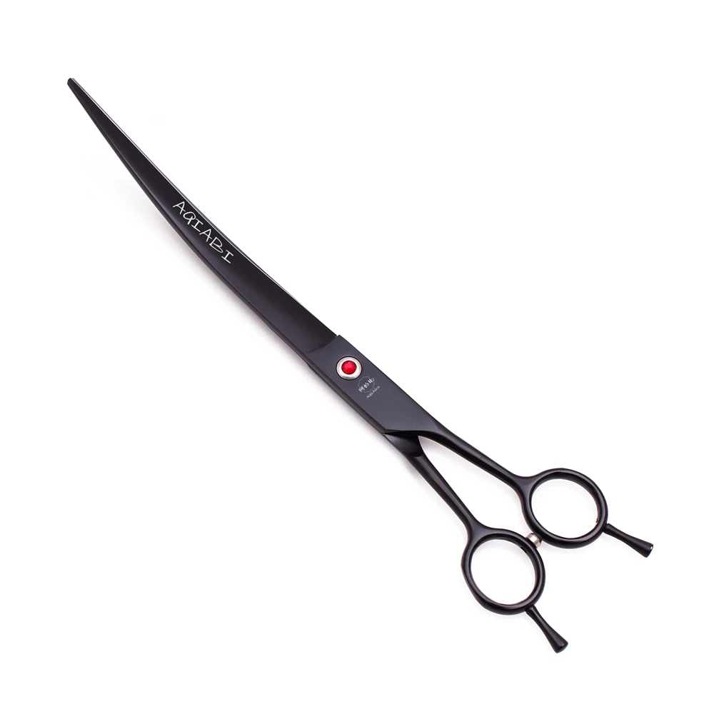 

Dog Grooming Scissors 9" AQIABI JP Steel Dog Up Curved Scissors Bend Up Shears Pet Scissors A4005, Red handle