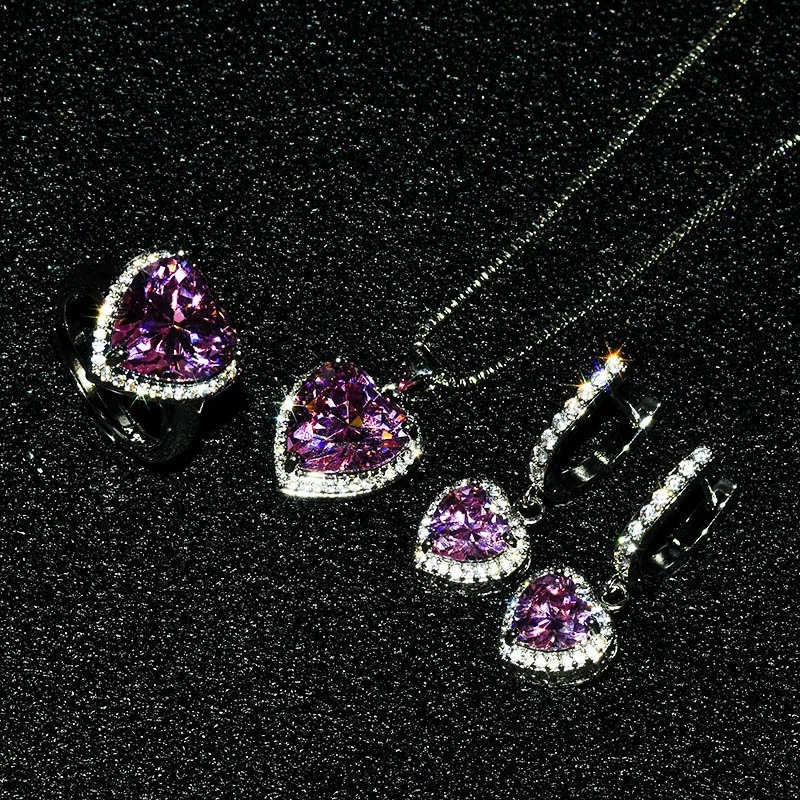 

Fashion Jewelry Sets For Wedding Women Cubic Zircon Pendants Necklaces Earrings Rings Set Valentine's Gift, Customized color